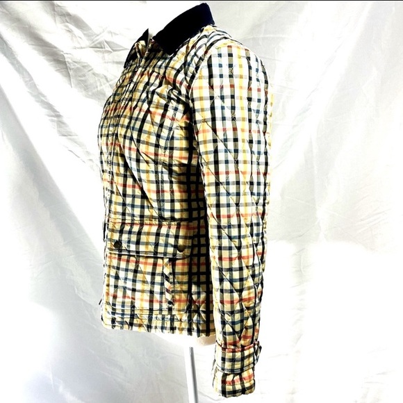 Talbots Plaid Quilted Full Zip Jacket Corduroy Collar Small Petite Field Coat SP - Picture 5 of 14